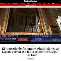 El mercado de fusiones y adquisiciones en Espaa cae un 18% hasta septiembre, segn TTR Data